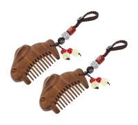 POPETPOP Peine Pequeño de Madera de Sándalo Tallado Peine Portátil para Bolso y Masajeador para Cabello Rizado y Barba 2 Piezas Natural de Viaje