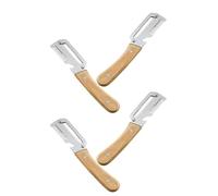 POPETPOP Peladora de Verduras Multifuncional con Mango de Madera y Acero Inoxidable, Cortadora de Queso y Abridor de Botellas para Cocina y Ensaladas, Paquete de 4 Piezas