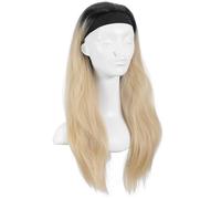 POPETPOP Peluca con Diadema Larga Lisa para Mujer Resistente al Cómoda y Antienredos para Diario Fiestas Cosplay y Color Amarillo