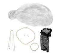 POPETPOP Peluca de Anciana Grises para Mujer con Moño para Disfraz de Señora Mayor para Halloween Cosplay y Fiestas Divertidas