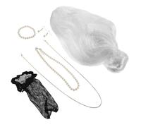 POPETPOP Peluca de Anciana Realista para Mujer Peluca Gris Plateada de Señora Mayor para Disfraces de Halloween Cosplay y Fiestas con Accesorios Incluidos