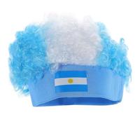 POPETPOP Peluca de Cosplay para Fiesta de Fútbol Argentina, Peluca Afro Diadema, Cabello Falso Rizado Azul y Blanco, 1 Pieza para Hinchas y Disfraces Deportivos