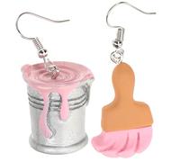 POPETPOP Pendientes Asimétricos de Resina para Mujer Diseño Original y Cubo de Pintura y Cómodos Joyas Divertidas para Diario y