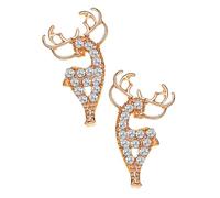 POPETPOP Pendientes de Ciervo para Mujer Pendientes Pequeños de Gota para Orejas Diseño en Rosa Dorado Joyas Ligeras y Versátiles para Obsequio de Navidad y Uso Diario