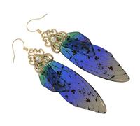 POPETPOP Pendientes Largos de Alas de Cigarra de Plástico para Mujer, Diseño Único y Retro, Fáciles de Usar y Resistentes, Ideales para Bodas y Fiestas