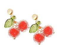 POPETPOP Pendientes Mujer Frutas Ligeros con Diseño de Cereza Kawaii Elegantes para Fiesta