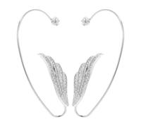 POPETPOP Pendientes Trepadores de Presión Gemas de Imitación Forma de Alas Diseño Vintage Color Dorado Ligeros y Cómodos para Fiestas y Ocasiones Obsequios