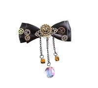 POPETPOP Pinza Pelo Lazo y Engranaje Steampunk, Clip de Pato Negro, Accesorio de Tela para Mujer, Adecuado para Fiestas y Uso Diario
