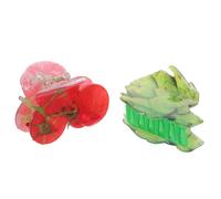 POPETPOP Pinzas Cabello Vegetales Acrílicas 2piezas Diseño Creativo de Tomate y Col para Mujer, Ligeras Agarre Seguro para Uso Diario y Fiestas Temáticas