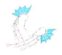 POPETPOP Pinzas Cabello y Accesorios de Sirena para Niñas Diseño Borlas Azules Doble Uso Tocado y Pendientes Disfraz Princesa Hanfu para Fiestas y Decoración