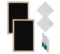 POPETPOP Pizarra de Sobremesa con Marco de Madera 2 Unidades 20X30 CM Pizarra Blanca Borrable para Escribir Incluye 6 Rotuladores de Colores y 2 Paños de Limpieza Adecuado para Aulas y