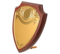 POPETPOP Placa de Premio de Madera en Forma de Escudo para Grabado DIY | Acabado Natural, Diseño Estable de Exhibición, Reconocimiento para Exmilitares y Jubilados