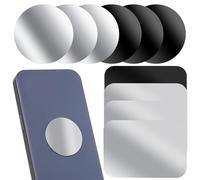 POPETPOP Placas Metálicas Adhesivas para Teléfono Móvil y Coche 12 Unidades 6 Redondas Mate Negras 6 Rectangulares Plata Estándar Soporte Magnético Compatible Diseño Delgado y Seguro
