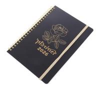 POPETPOP Planificador Estudiantil 2026, Planificador de Horario Diario, Libro de Planificación, Negro, Papel y Hierro, Gestión, Diseño Versátil, para Trabajo y Viaje