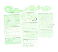 POPETPOP Plantillas de Dibujo Geométrico 13 Piezas Reglas de Medición de Plástico para Dibujo Técnico y Pintura Herramientas Multiusos para Estudiantes y Profesionales Diseño