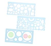 POPETPOP Plantillas para Dibujar Geométricas Multifuncionales Tamaño Pequeño, Regla PP Resistente Azul, Set De 3 Piezas para Estudiantes, Uso Escolar y Diseño Artístico