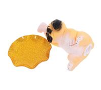 POPETPOP Plato Decorativo de Resina Figura de Perro Bulldog, Bandeja Multiusos para Anillos y Objetos Esenciales en Entrada y Salón