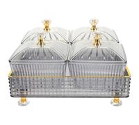 POPETPOP Plato Dividido para Aperitivos con Tapa, para Servir Frutos Secos y Frutas Secas, Material Ps, Diseño Sencillo Adecuado para Cenas Familiares y Fiestas