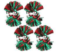 POPETPOP Pompones de Animadora con Asa Mediano 4 Piezas Rojo y Verde Metálico Accesorios Ligeros para Baile Porristas y Eventos Deportivos Suministros para Animadoras Adultas