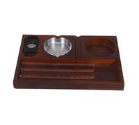 POPETPOP Posavasos de Whisky y de Madera con Soporte para Cigarro Integrado Accesorio Práctico para Uso Interior y Exterior Diseño Elegante para Decoración del y Día del Padre