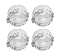 POPETPOP Protector de Seguridad Protege a Niños y Adultos para Perillas de Estufa de Gas, 4 Piezas, Plástico Blanco, para Hornos y Cocinas