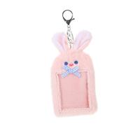 POPETPOP Protector de Tarjetas de Felpa con Diseño de Conejo para Mostrar Tarjetas de Fotos Etiquetas de ID y Claves para Estudiantes y Fans