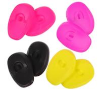 POPETPOP Protectores Auditivos de Silicona para Teñir el Cabello, 4 Pares en Negro, Morado, Amarillo y Rosa, Resistentes al Calor Agua, Orejeras para Salón Profesional y Cuidado Capilar