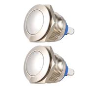 POPETPOP Pulsador Metálico de Acero Inoxidable 19 MM Momentáneo 2 Unidades Botón de Bocina para Control Eléctrico Industrial y Arrancadores Electromagnéticos