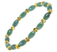 POPETPOP Pulsera de Cuentas de Jade Natural 6x8 Mm Pulsera Unisex Cuentas de Jade y Bolitas Doradas Portátil para Mujer y Hombre Accesorio Adecuado para Ocasiones Casuales y Regalos