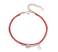 POPETPOP Pulsera de Hilo Rojo Copos de Plata Pulsera de Joyería Suerte Rosa para Regalar Mujer