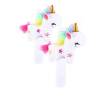 POPETPOP Pulsera de Peluche Unicornio de Color Claro 2 Piezas, Pulseras de Animales Mecanismo de Presión, Suave Algodón Pp, Adecuado para Decoraciones de Cumpleaños y Fiestas Infantiles