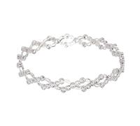 POPETPOP Pulsera Elegante Transformable y Anillo de Dedo Ajustable de Plata Chapada Cinco Gemas de Imitación para Mujer, Joyería Femenina Versátil para Fiestas y Eventos Obsequios