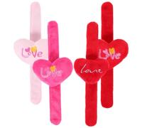 POPETPOP Pulseras de de Peluche Forma de Corazón 4 Piezas 1 2 3 4 Pulseras de San Valentín para Fiestas Muñequera y Ligera para Celebraciones Temáticas