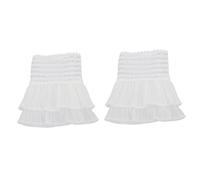 POPETPOP Puños de Encaje Desmontables para Muñeca, Brazalete de Gasa de Color Claro, Manga Falsa para Vestido de Novia y Traje Victoriano, Unisex para Boda y Fiesta, Talla Única Ajustable