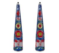 POPETPOP Puntas para Uñas de Cosplay Estilo Dinastía Qing Garra Metálica Rígida 8 CM Color Azul Imitación Esmalte Cloisonné 2 Piezas para Disfraz y Eventos Temáticos