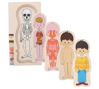 POPETPOP Puzzle de Madera Multicapa de Órganos Corporales para Juguete Educativo de Anatomía Infantil para Aprendizaje Cognitivo y Memoria Juego Didáctico de Estructura Corporal Humana