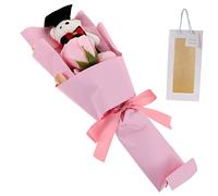 POPETPOP Ramo De Flores De Jabón Con Osito De Graduación Bouquet De Rosas Artificiales Aromáticas Para Decoración De Fiesta y Incluye Bolsa De Transporte