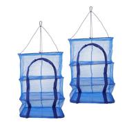 POPETPOP Red de Secado de Pescado 3 Capas 2 Piezas Rejilla de Secado de Verduras de Malla Tela Oxford Azul, Conservación de Alimentos, para Pescado y Carne, Uso Interior