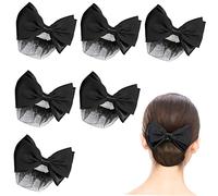 POPETPOP Red Para Moño De Mujer Lazo Negro 6 Piezas Tamaño Único Redecilla Pelo Fina y Gruesa Protección Profesional Para Azafatas y Camareras