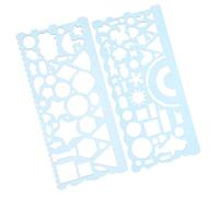 POPETPOP Regla Geométrica Multifuncional para Dibujo y Medición, Tamaño Pequeño, Material PP, Color Azul, Kit De 2 Plantillas para Estudiantes y Profesionales De Arquitectura y Diseño Artístico