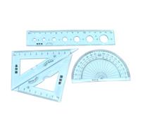 POPETPOP Reglas para Niños Estudiantes Set de 4 Piezas Flexibles Plegables Azul Transparente Medidas Precisas para Escuela Artistas y Maestros