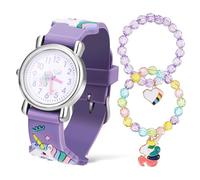 POPETPOP Reloj Infantil Unicornio con Pulseras Encantadoras Números Arábigos Visibles Correa Cómoda para Niñas Regalo Cumpleaños y Día del Reloj Pulseras