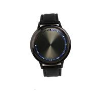 POPETPOP Reloj LED de Pantalla Táctil con Correa de PU Negro, Esfera Redonda, Reloj Inteligente Unisex para Uso Diario, Diseño Ligero y Ahorro de Energía