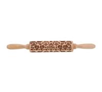 POPETPOP Rodillo de Madera Diseño Láser para Repostería, Práctico para Amasar Masa y Hacer Fondant, Adecuado para Hornear Pizza y Galletas en Casa