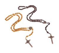 POPETPOP Rosario Católico De 2 Piezas: Rosario De Madera Con Crucifijo. Cuentas De Oración Hechas A Mano Para Hombres Y Mujeres, Ideal Para Oraciones Y Diarias.