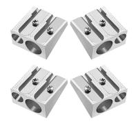 POPETPOP Sacapuntas Manual de Aleación de Aluminio Doble Orificio Mini Sacapuntas para Lápices de Varios Tamaños Paquete de 4 Unidades Adecuado para Aula Oficina y Uso Infantil