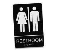 POPETPOP Señal de Baño Unisex con Braille Autoadhesiva para Puertas de Aseos Neutros Diseño Visible para Oficinas y Espacios Públicos