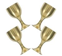 POPETPOP Set de 4 Copas Decorativas de Cobre Dorado Diseño Retro Elegante y Pie Alto para Reuniones Formales y Fiestas Temáticas