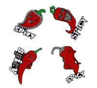 POPETPOP Set de 4 Pines de Solapa Forma de Pimiento Picante para Mujer, Broches de Aleación de Zinc Resistentes y Accesorios Versátiles para Ropa en Eventos Obsequios