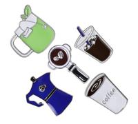POPETPOP Set de 5 Pines Decorativos de Aleación con Diseño de Cafetera, Broches Livianos y Seguros para Ropa y Mochilas, Accesorios Creativos para Aficionados al Café
